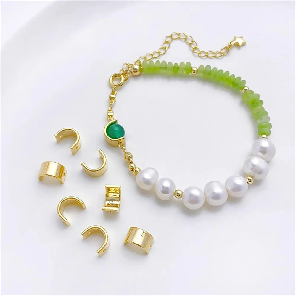 14K Gold U-shaped C-ring Bead Ring Handmade DIY Bracelet Jewelry Chain, Semi-circular Bead Connecting Ring Accessories Q037