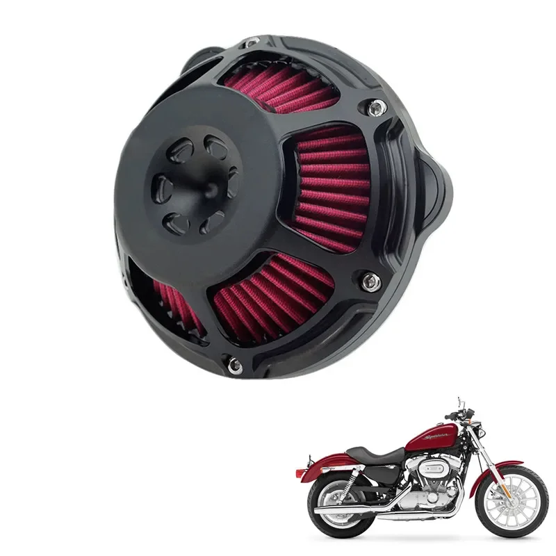 For Harley XL Sportster 883 1200 Softail Dyna Touring Moto Air Cleaner Cnc Filter Cut Kit Intake Aluminum Black