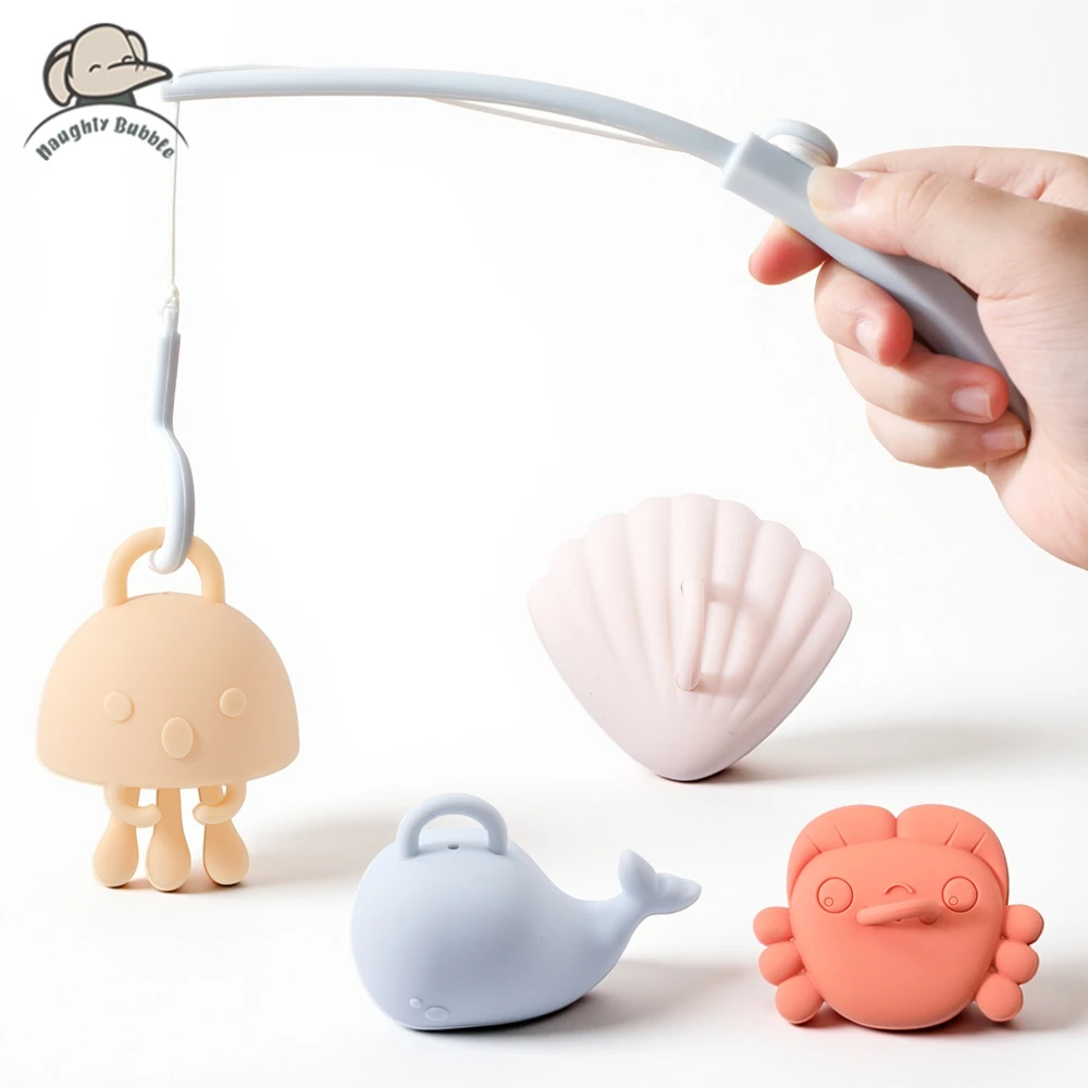 

Детские прорезыватели с героями мультфильмов, морские животные, силиконовые игрушки для прорезывания зубов и жевания, без BPA, рыболовные игры, игрушки для ванны, детские игрушки для упражнений на пальцы, подарок