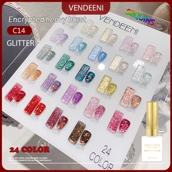 Vendeeni 15ml Reflective Glitter Gel Nail Polish Colorful High Density Sparkling Soak Off UV LED Gel Varnish Nail Art Decoration