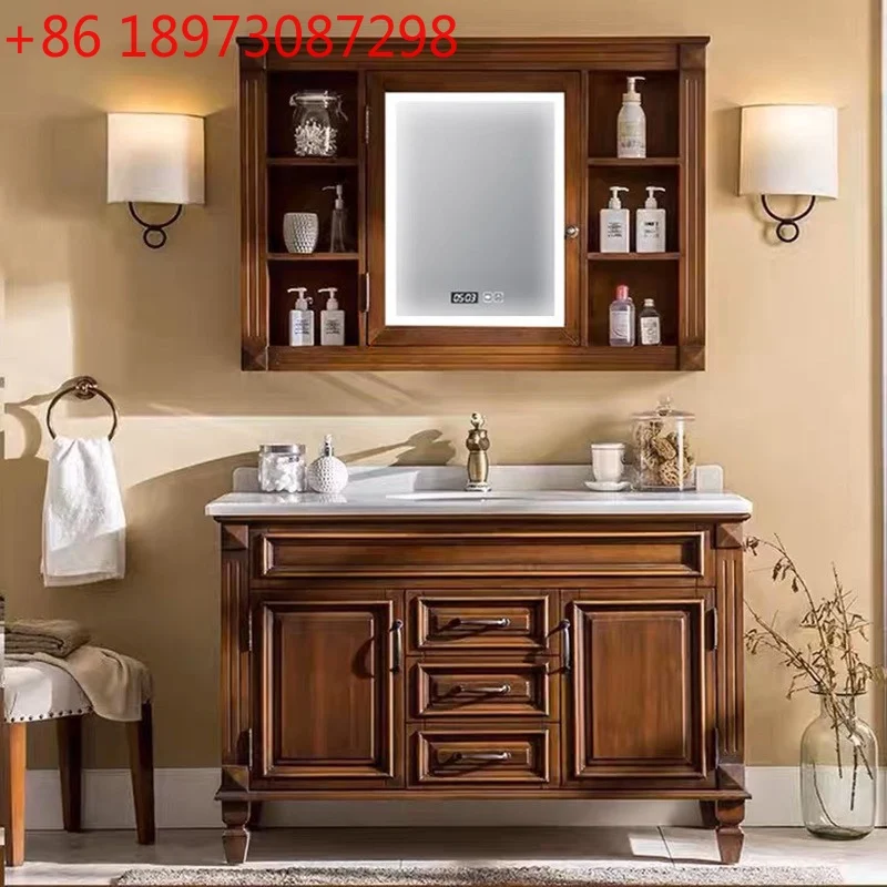 

Bathroom cabinet combination floor-standing face washbasin cabinet solid wood washbasin ceramic integrated basin