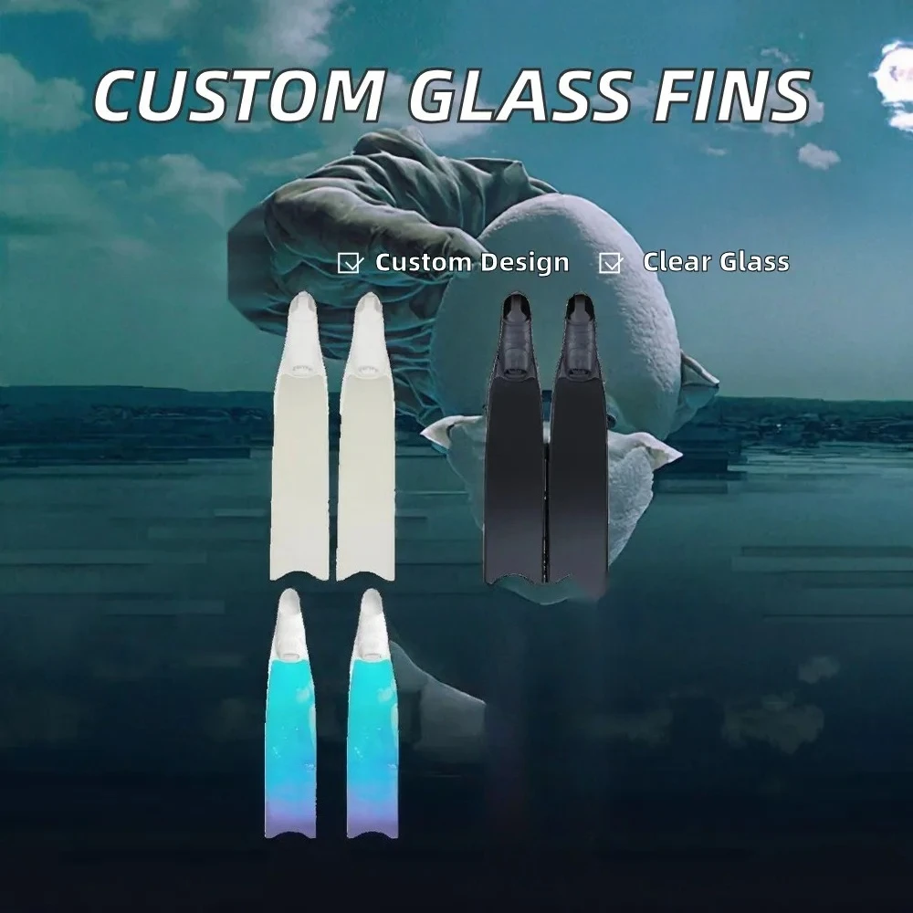 Personalized Pattern Transparent Durable Flipper Scuba Freediving Fins Underwater Snorkeling Gear