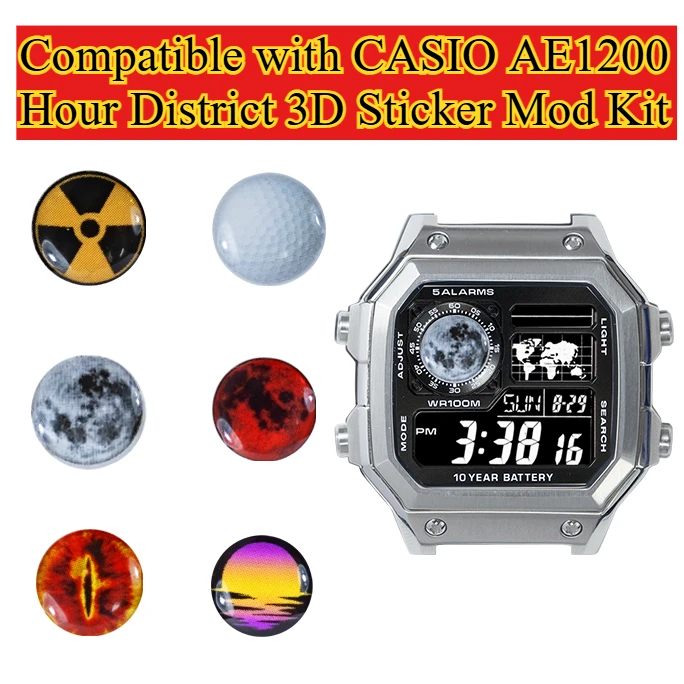 32 Color Hour District 3D Stickers for CASIO AE1200WH Decals High Definition  3299 Module Royale Mod Kit Watch Accessory