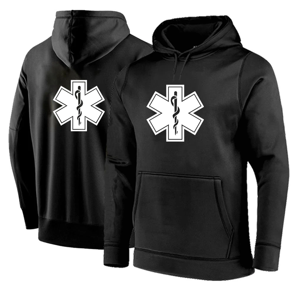 EMT Paramedic Emergency Medical 2023 Men's New Long Sleeves Solid Color Hoodies Sweatshirt Hooded Print Sportswear Pullover Tops