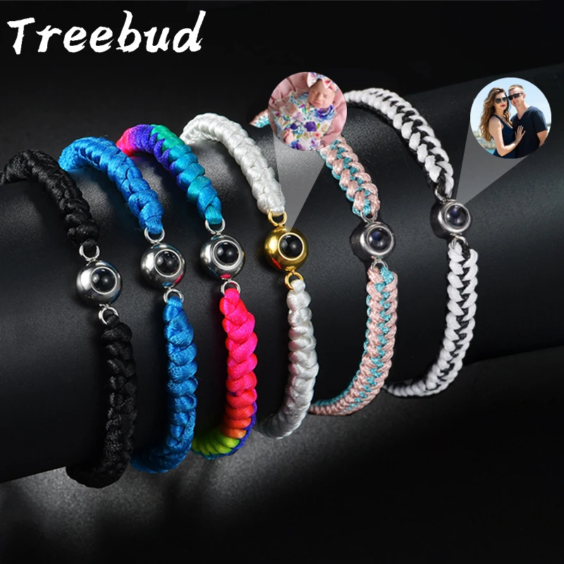 

Treebud Custom Projection Photo Bracelets Stainless Steel Personalized Circle Photo Bracelet For Family Friend Lover Baby Pet