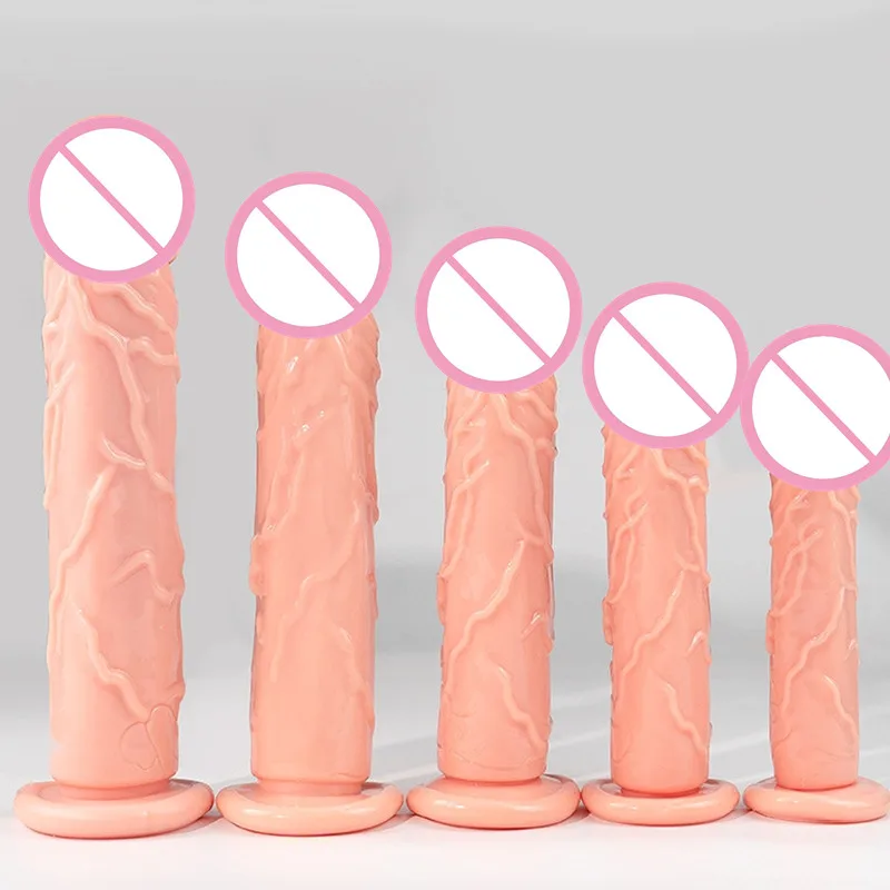 XXS-L Skin Color Soft Silicone Realistic Dildo With Powerful Suction Cup Female Masturbator G Spot Stimulate Toys For Woman