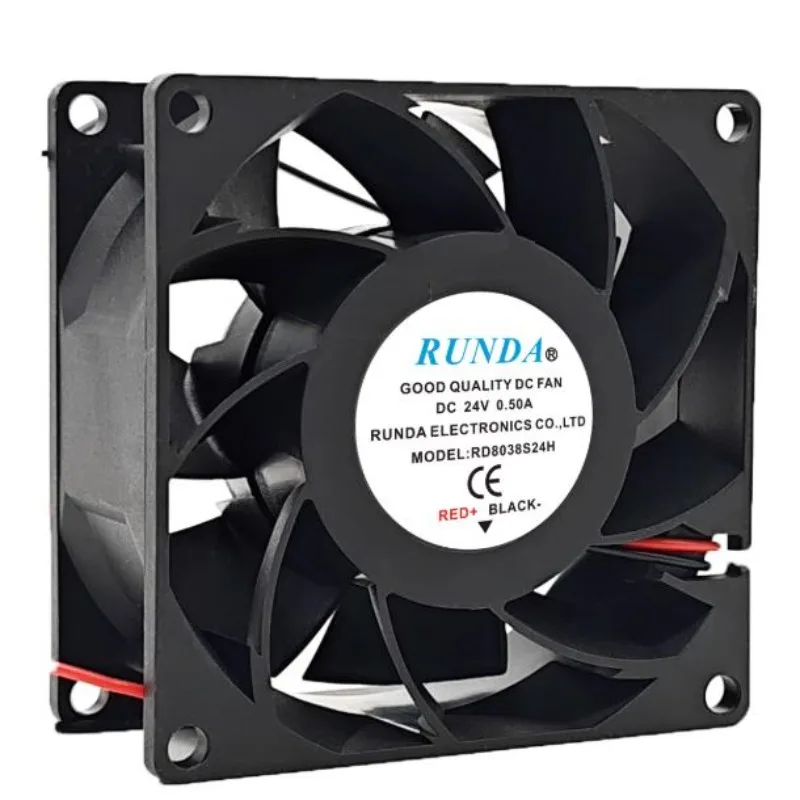 New Cooler Fan for RUNDA RD8038S24H/B24H DC24V 0.50A 8CM Large Air Volume Chassis Cooling Fan