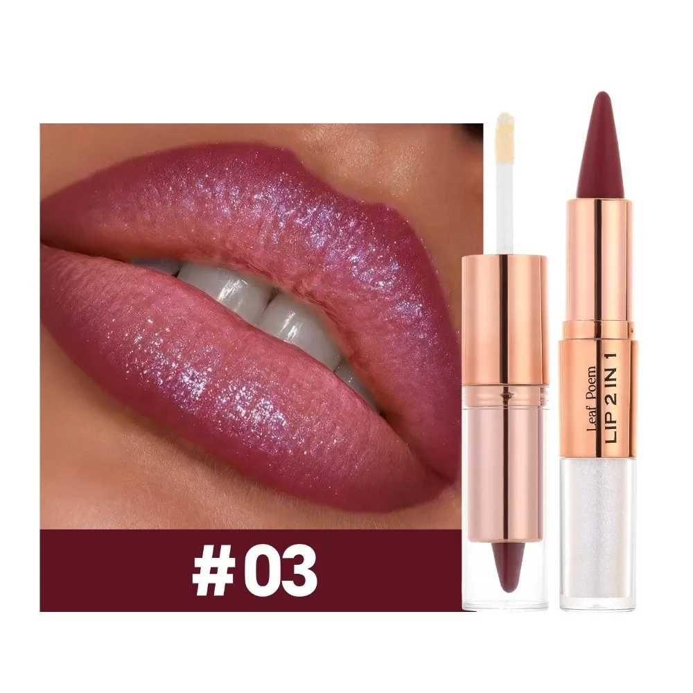 2 In1 Double Head Lip Liner Waterproof Formula Non Stick Matte Lip Gloss Long-Lasting Tapered Tip Gradient Lipliner Pen