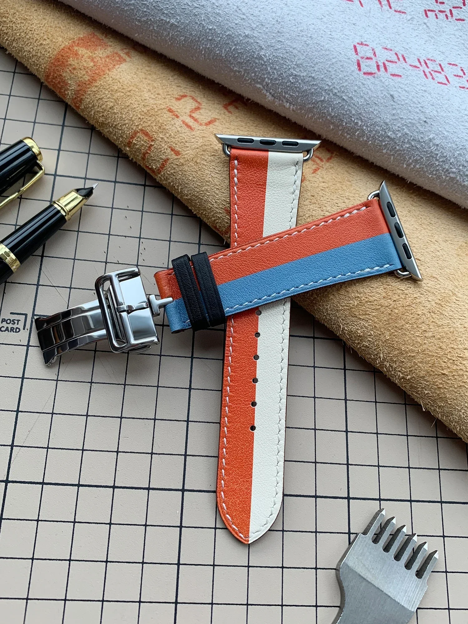 Kebitt Genuine Cow Leather Deployment Buckle Strap Ultra 2 Bracelet For Iwatch Apple Watch 10 9 8 Band Ultra 7 6 46mm 45MM 49mm