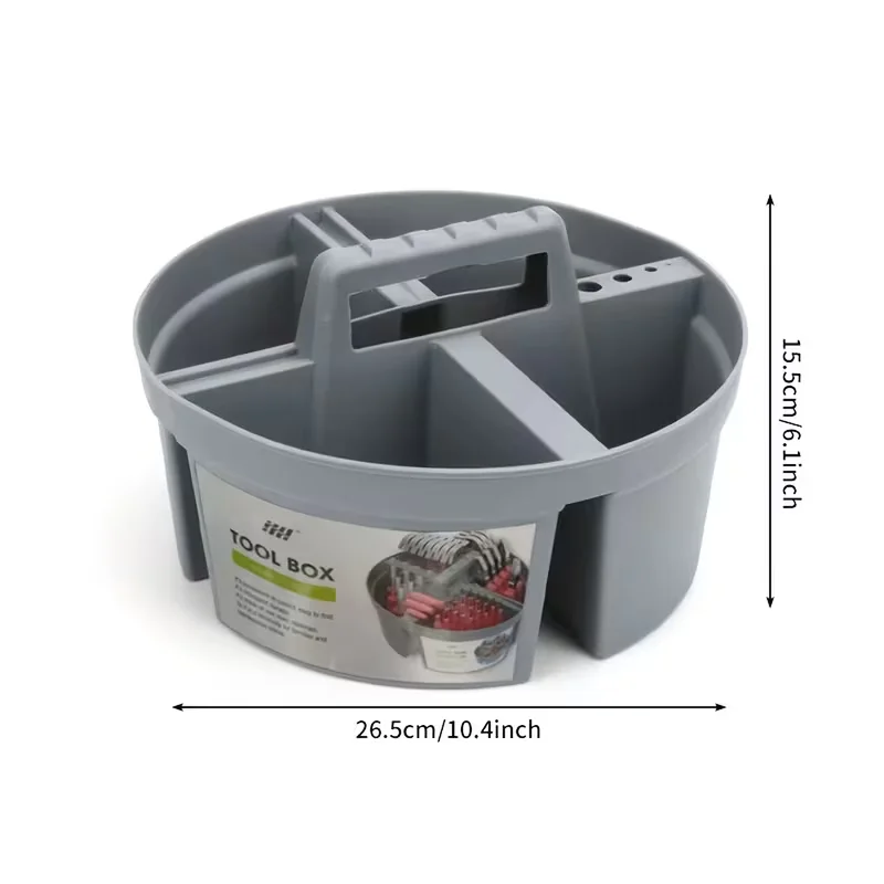 VARIEA-Portable Tool Storage Box -Round Stackable Toolbox Handheld HardwareTool Storage Box - 4 Multi-Layer Dividers