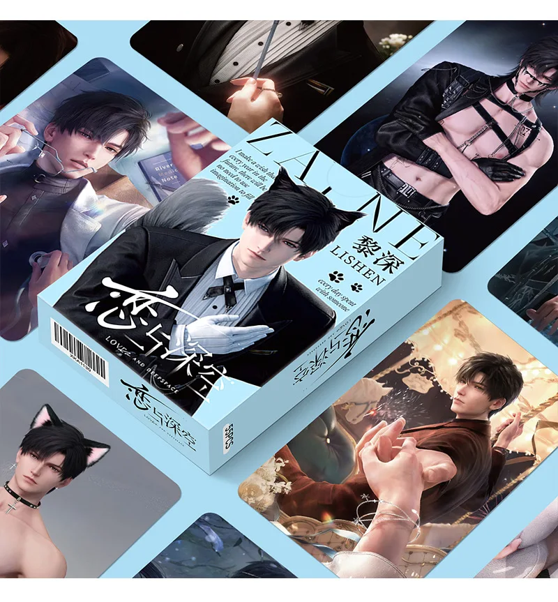 55Pcs/Set Kartu Lomo Game Love And Deepspace Laser Sylus Zayne Rafayel Xavier Caleb Karakter Game Kartu Foto Hadiah Natal