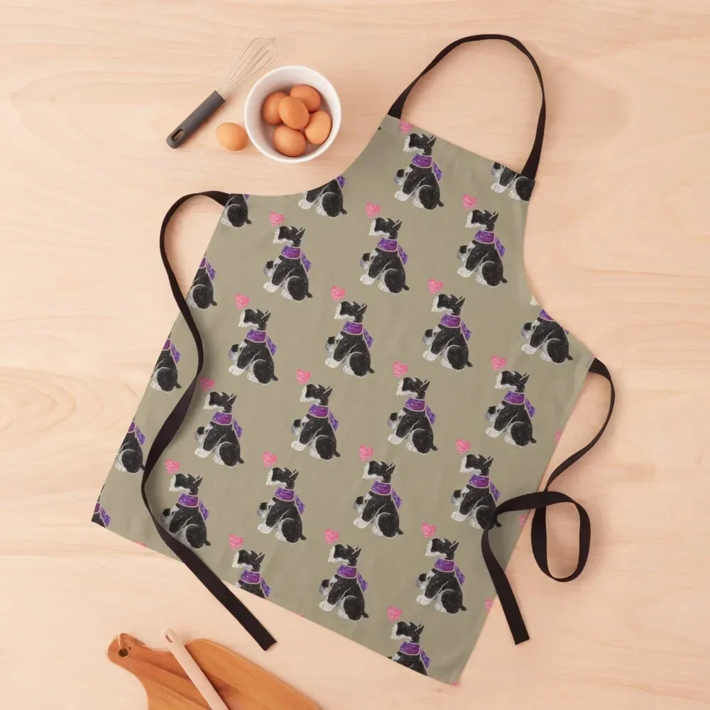 

Watercolour Miniature Schnauzer Apron For Nail Stylist professional hairdressing For Hairdresser Apron