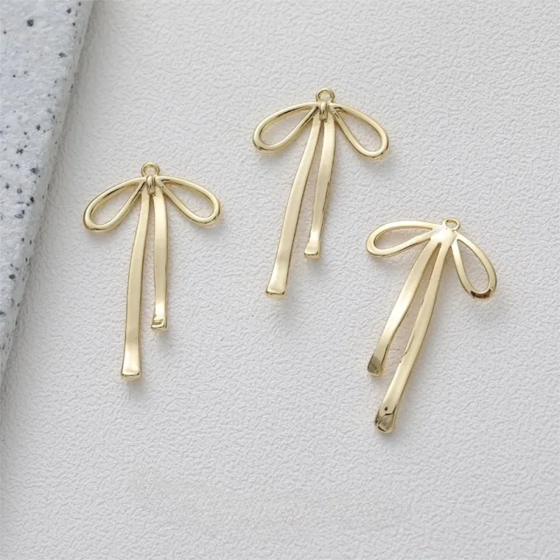 

6 шт., высококачественные позолоченные серьги 14 карат с сохранением цвета, милый кулон с бантом, сделай сам, ювелирные изделия ручной работы, ожерелья, аксессуары