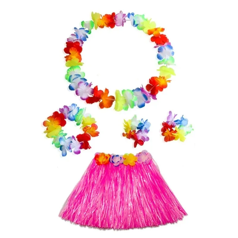 5 قطع هاواي الرقص الأطفال تنورة الأطفال هاواي العشب تنورة إكليل مهرجان مرحلة العروض ازياء الدعائم #5