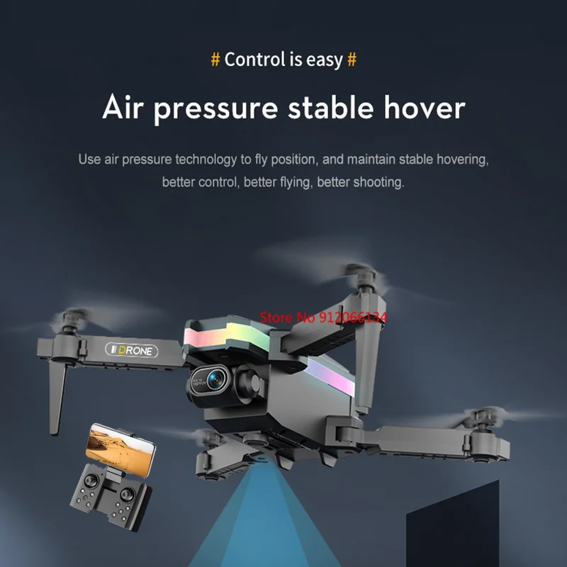 4K Mini Folding Remote Control Quadcopter 4K Dual Camera Air Pressure Fixed Altitude Foldable Smart Return WIFI FPV RC Drone Toy