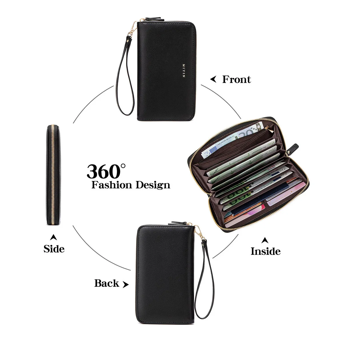 Dompet organ panjang, simpel dan multifungsi, paspor, ponsel mudah disimpan, kapasitas besar, dompet genggam wanita