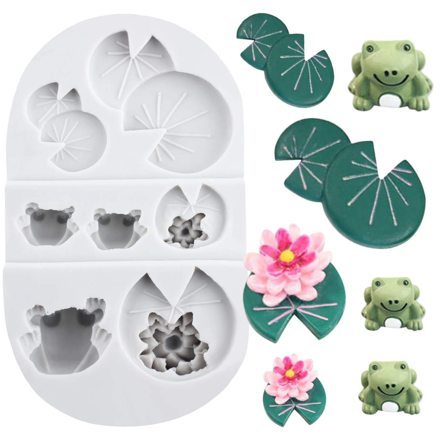 Lotus Flower Silicone Molds Frog Fondant Cake Decorating Tools Cupcake Topper Chocolate Candy Craft Gum Paste Polymer Clay