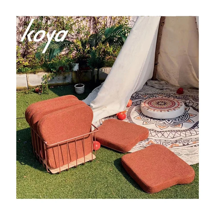 

Living Room Red Ottoman Furniture Outdoor Camping Storage Stool Functional Picnic Metal Frame Upholstered Fabric Ottomans Stool