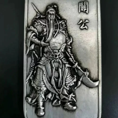 China Xizang Silver Carved Exquisite Guan Yu Pendant Amulet Body Charm