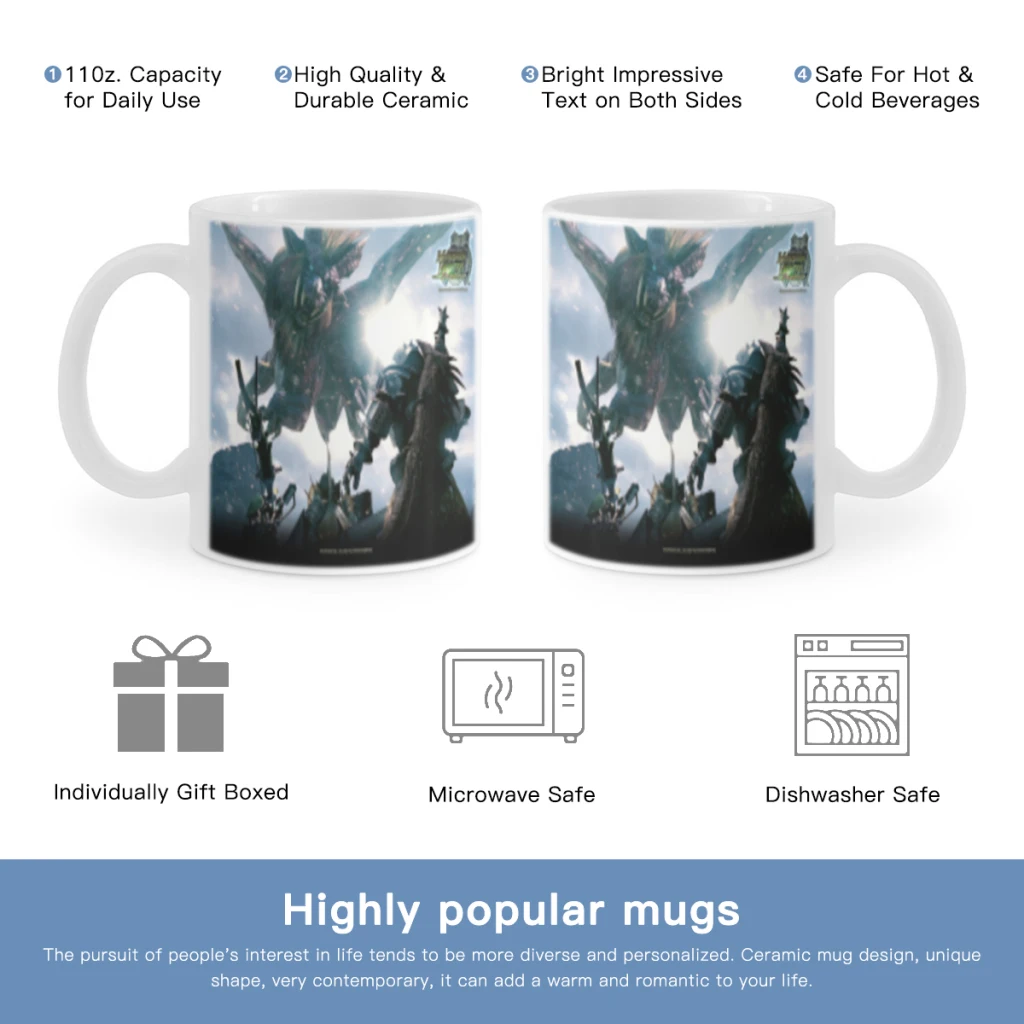 Japanese Game Animated Monster Hunter Art Free shipping Mug 11oz Black Ceramic Coffee Mug Friends Birthday Gift Mug