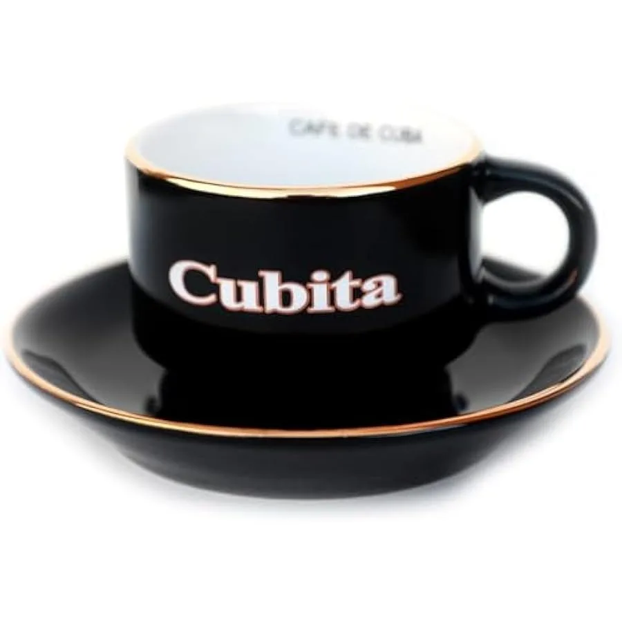 

Espresso Cups Set for Cuban coffee 4 Small Ceramic Cups with Matching Saucers 3 oz - Tazas de cafe Cubita