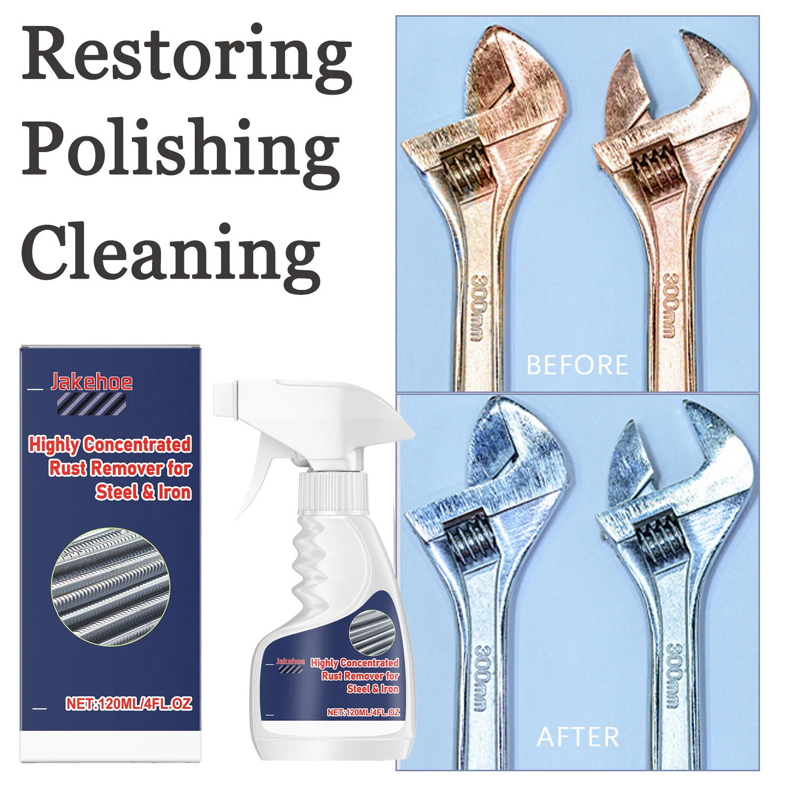 

120ML Metal Rust Remover Spray Effective Cleaning Rust Stains Polishing Metal Restoring Original Gloss Multipurpose Rust Cleaner