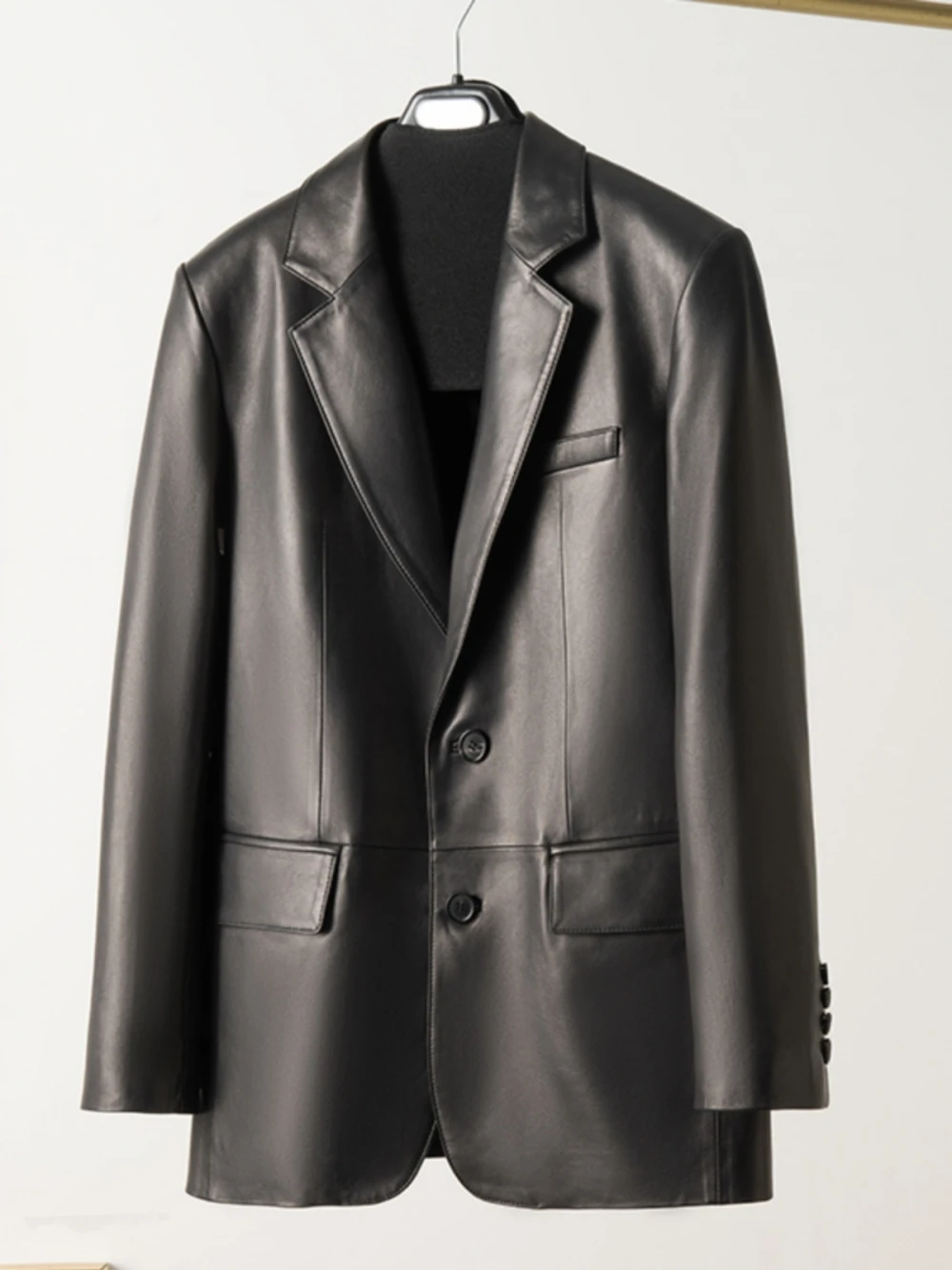 

2025 New Sle eepskin Real Leather Jaet American Casual Retro Coat Streetwear Loose Fit Long Sve Women's Coat