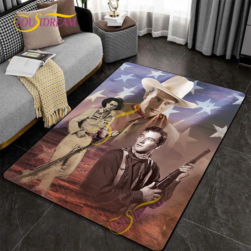 John Wayne Living Room Bedroom Rug American Cowboy Actor John Wayne Themed Kitchen Mat Bedroom Door Mat Washable Multi Size Rug