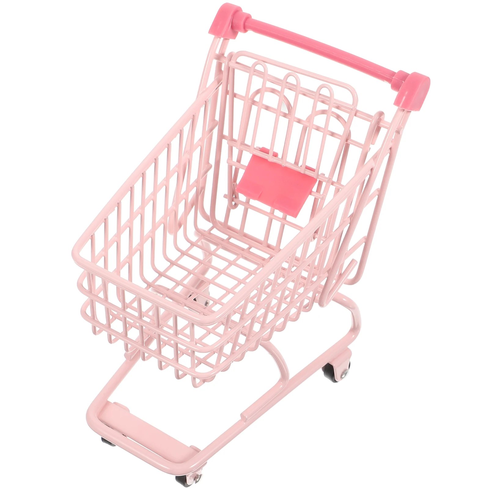 Roze mini-winkelwagentje Decor Kleine diverse opslaghouder Corrosiebestendig Stevig Lichtgewicht Compacte trolley Miniatuurhuis