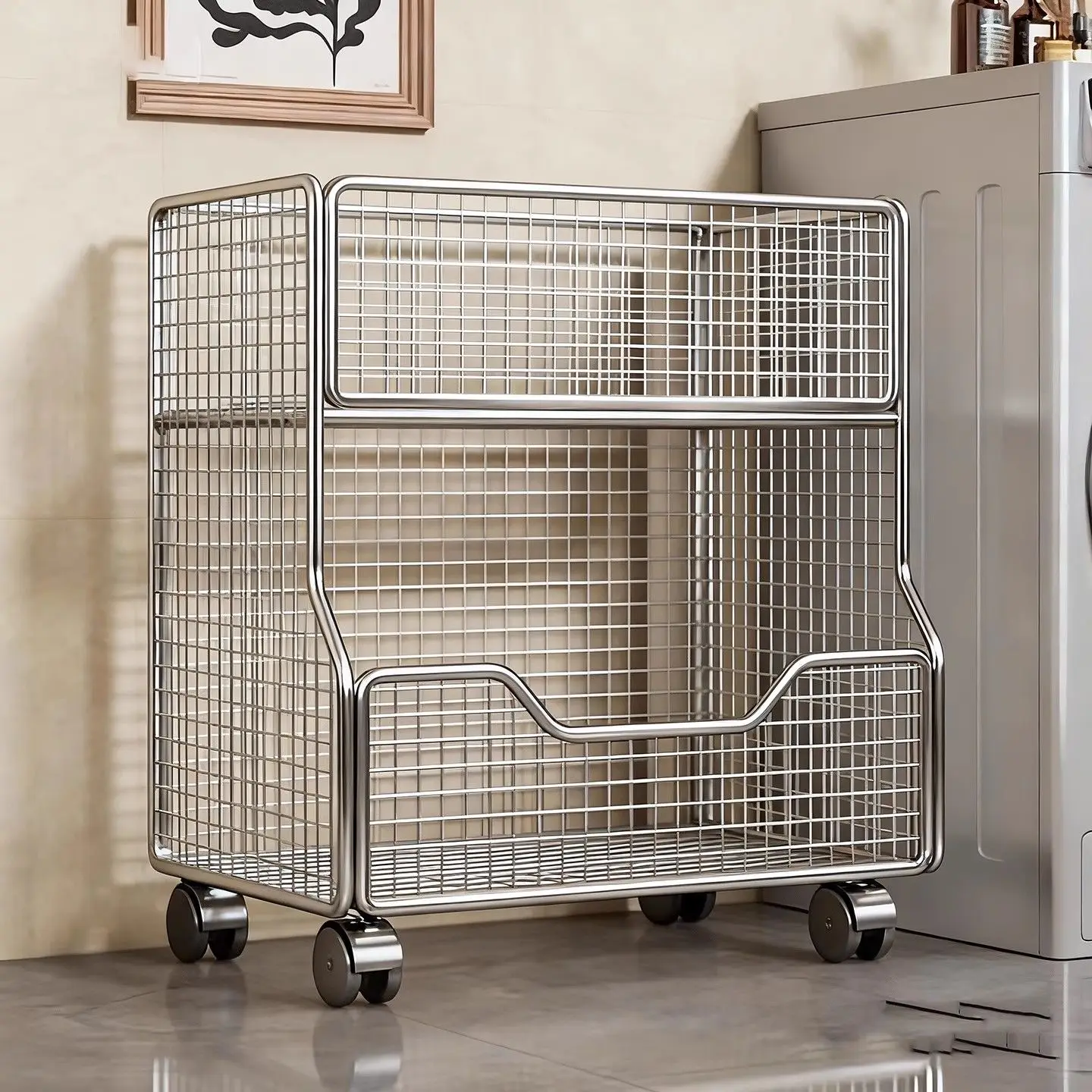 Purple Metal Mesh Kitchen Storage Trolley 2 Tier Rolling Organizer Cart With Wheels For Home Laundry Bathroom
