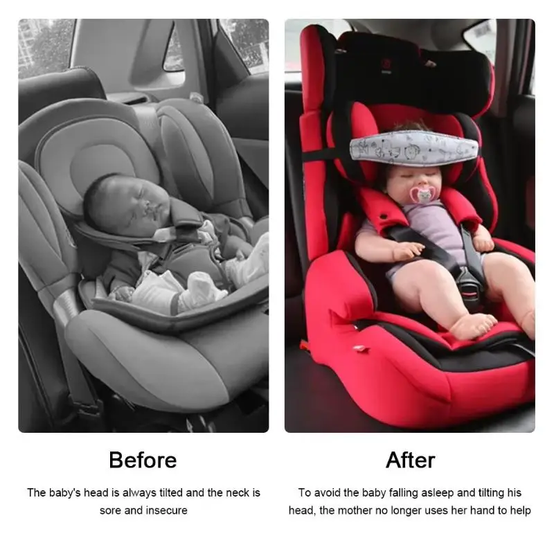 Baby Car Seat Head Support Easy to Install Adjustable Fastening Belt Children Sleep Positioner for Short Daily Car Travel