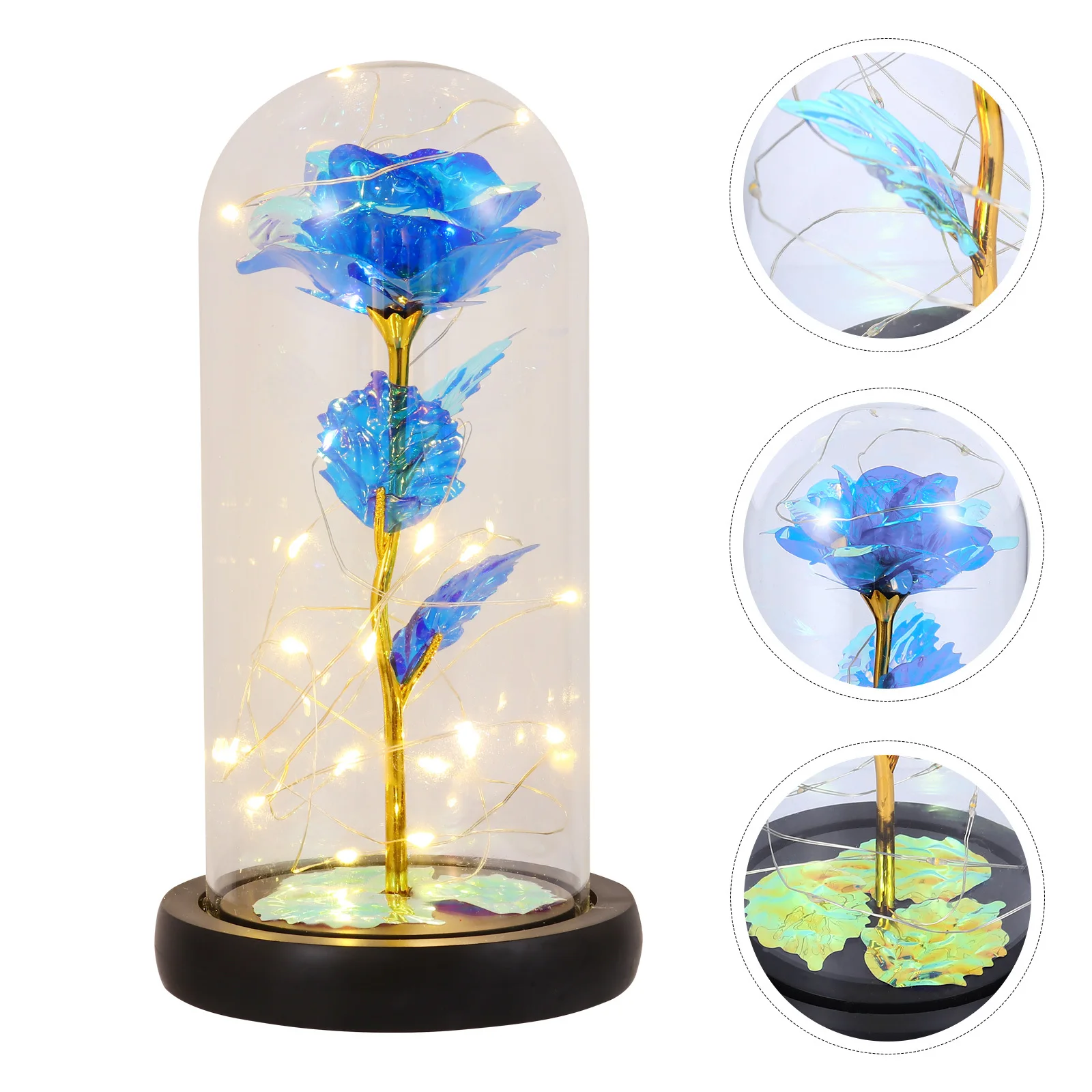 

1Pcs Eternal Flower Glass Dome LED Lamp Romantic Home Office Wedding Christmas Gift Artificial Flower Glass Cover