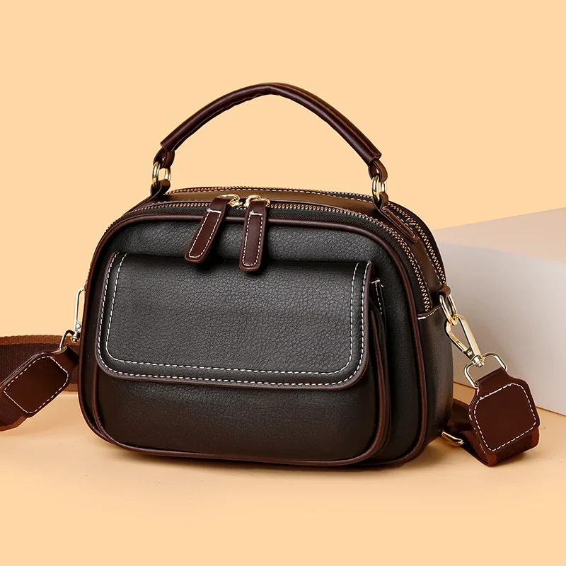 

Wear-resistant PU leather women's single-shoulder bag, large-capacity horizontal square flip cover commuter crossbody bag