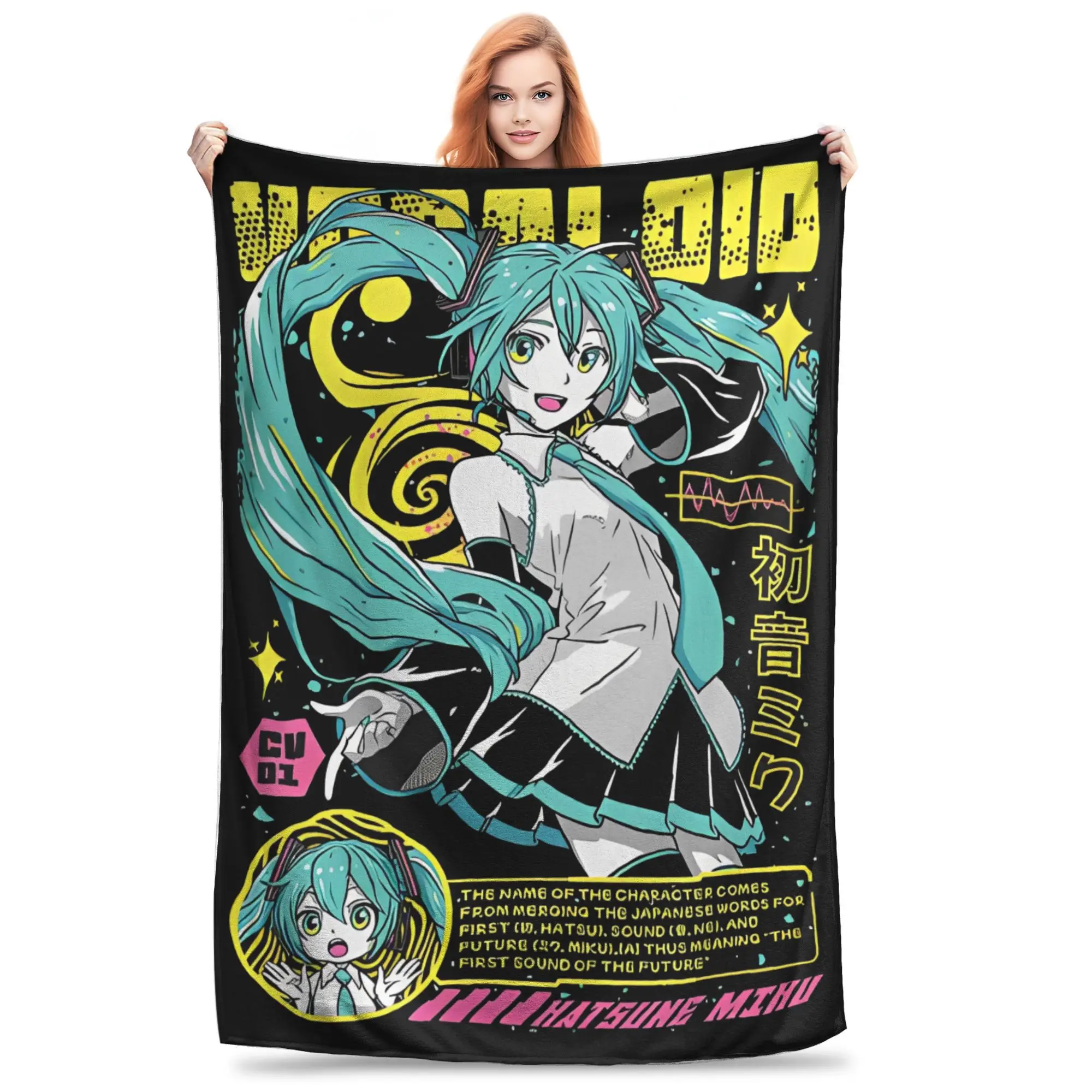 

Hatsune Miku singer music anime Blanket Multi-size Soft Fuzzy Plush Throw Blankets for Sofa Couch and Bed