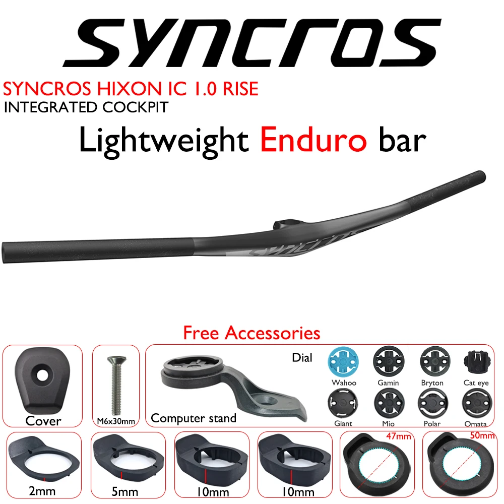 SYNCROS HIXON IC 1.0 RISE 20mm Carbon Fiber Bicycle Integrated COCKPIT MTB Bike Handlebar Enduro Bar 40/50/60mWith Mount Spacers