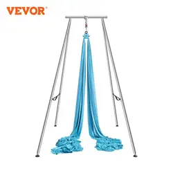 VEVOR Aerial Yoga Frame & Hammock 9.67 ft   Yoga Swing Stand W/13.1 Yards Aerial Hammock Max 551lbs Yoga Rig for Indoor Outdoor