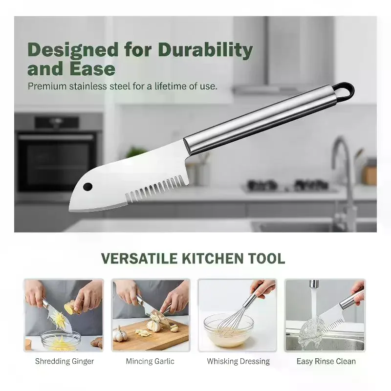 Scallion Shredder Knife 2 Pack Rust Resistant Stainless Steel Vegetable Slicer for Home Kitchen Salad Making