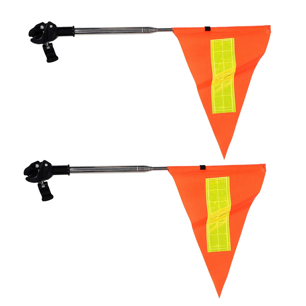 2pcs-safety-flags-reflective-triangle-high-visibility-golf-cart-telescopic-adjustable-pole-wheelchair-stroller-outdoor-use