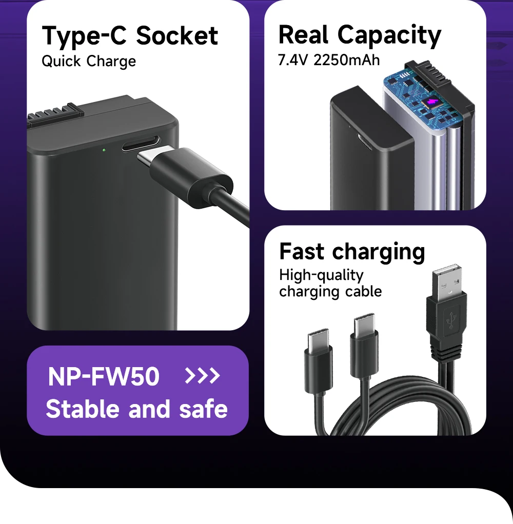 PALO Sony NP-FW50 NP FW50 NPFW50 bateria do Sony alfa A6000 A5100 A6100 A6300 A6500 A7 A7II A7S A7SII RX10 II IV kamery