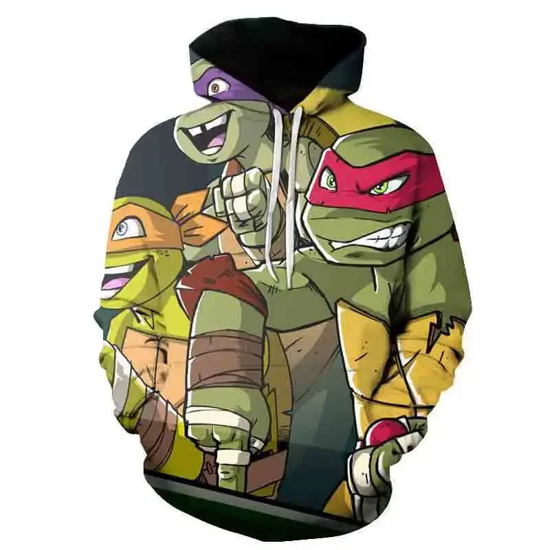 New Cross-border 2024 Spring Men\'s Fashion 3D Printed Hoodie Ninja Turtles Printed Clothing Casual Street High-end Clothing cool