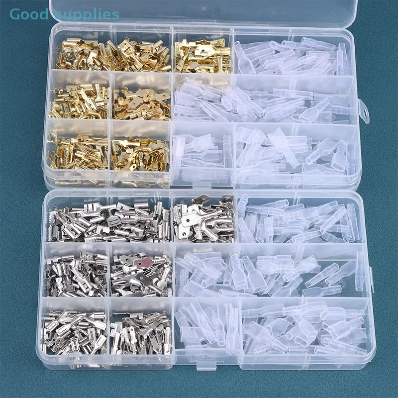 Kit Komprehensif 120/270/315 Buah, Terminal Crimp Sekop Pria & Wanita 2.8/4.8/6.3Mm, Konektor Listrik Kawat