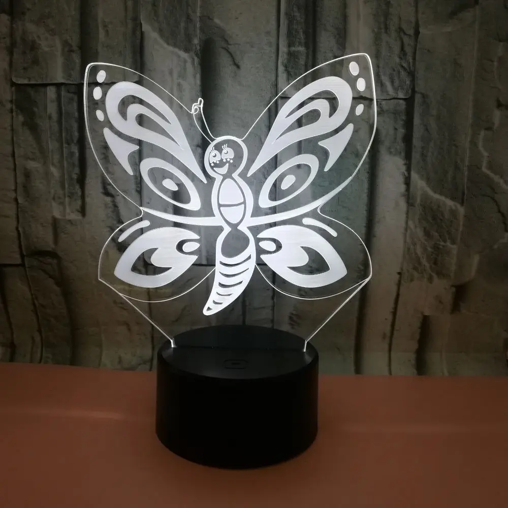 New Butterfly 3d Lamp Seven Color Remote Control Touch Led  Desk Lamp Creative Product Gift 3d Small Table Lamps