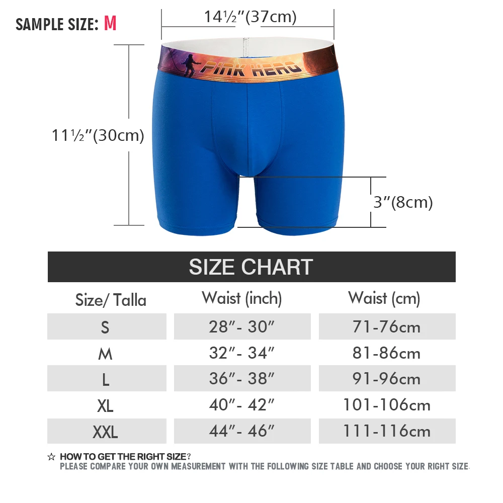 PINKHERO 532 Long Leg Underwear,Comfy And Soft Boxer Briefs，Male Underpants To Prevent The Edge,Funny Novelty Print Waistband