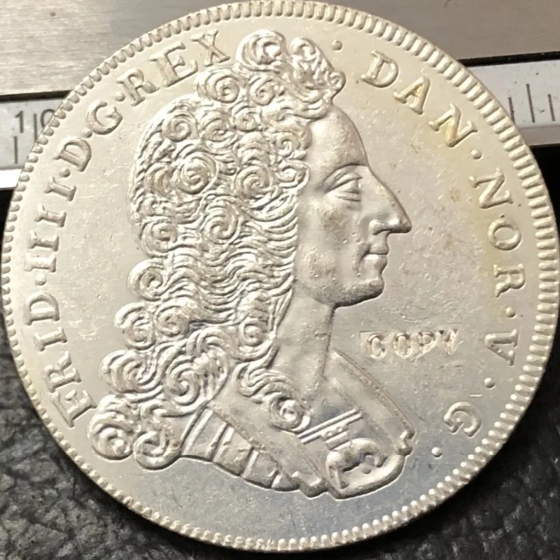 1715 الدنمارك 16 سكيلنج Dansk-المسيحي IV الفضة مطلي نسخة عملة