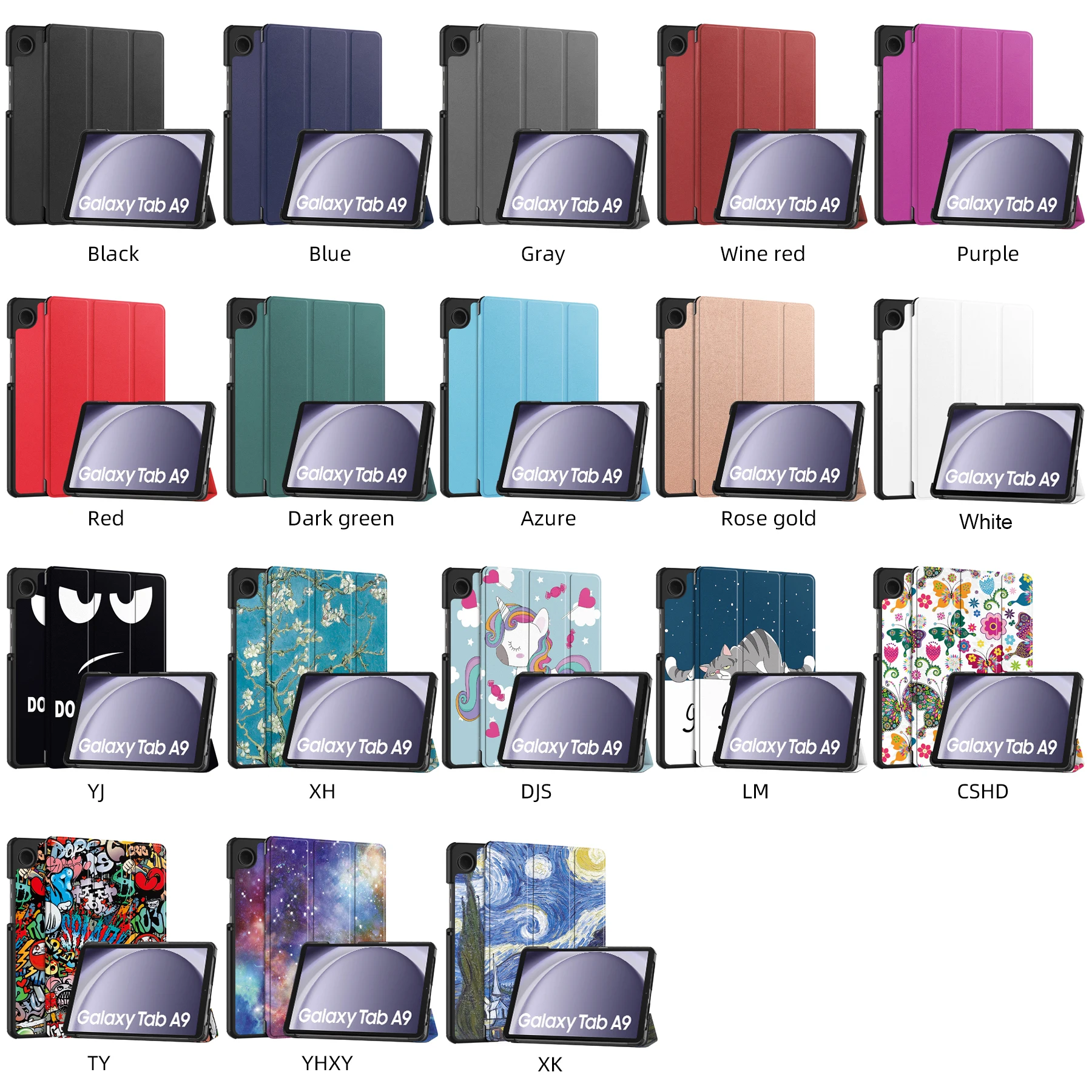 Fundas For Samsung Galaxy Tab A9 8.7 inch SM-X110 SM-X115 SM-X117 Magnetic Tri-fold PU Leather Stand Cover Tablet Case