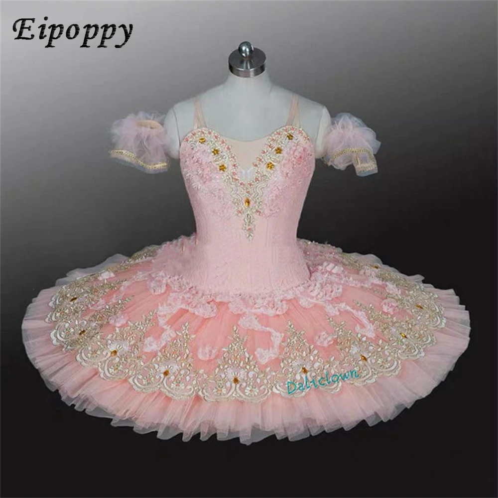 전문 발레 투투 원피스, 성인 어린이 여성 플래터 팬케이크, 백조의 호수 발레리나 무대 댄스 코스튬