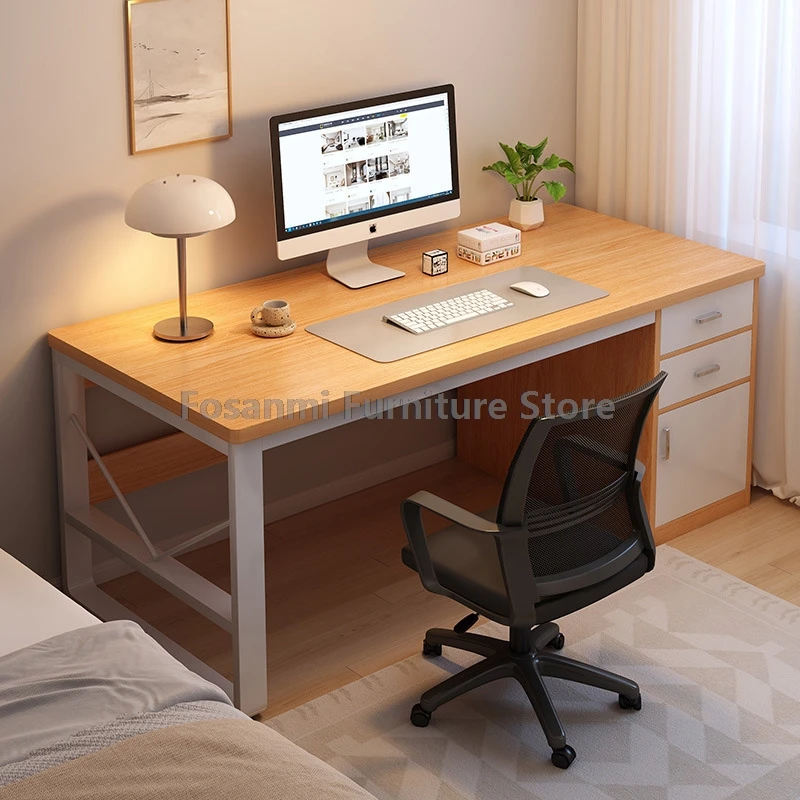 

Simple Office Desk with Drawers and Cabinet Computer Desk and Chair Set Modern Home Gaming Writing Sturdy Table Mesh Chairs Sets