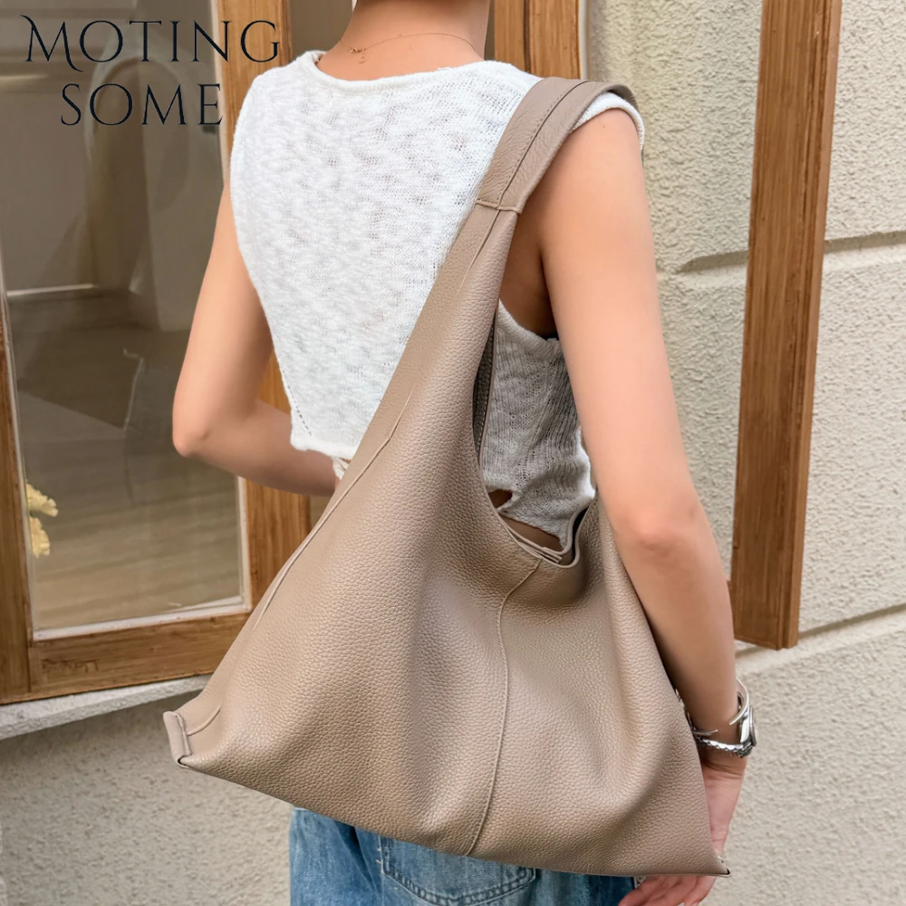 

Вместительная женская сумка-тоут Motingsome из натуральной кожи (42 см), на плечо, повседневная, из воловьей кожи