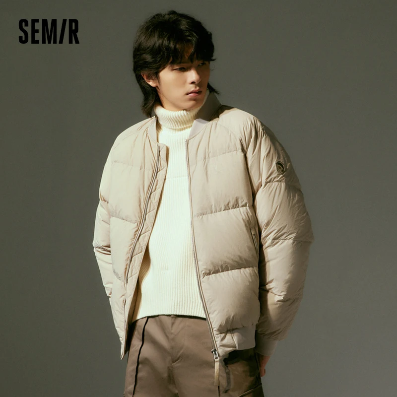 Semir Down Jacket Men 2023 Winter New Trendy Warm Goose Down Loose Coat