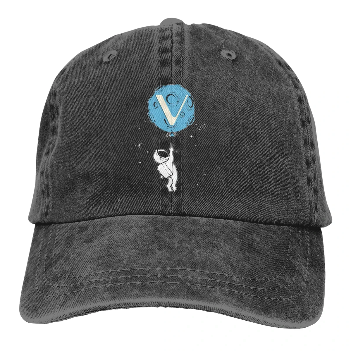 

Balloon Moon Astronaut The Baseball Cap Peaked capt Sport Unisex Outdoor Custom VeChain Coin VET Cryptocurrency Hats